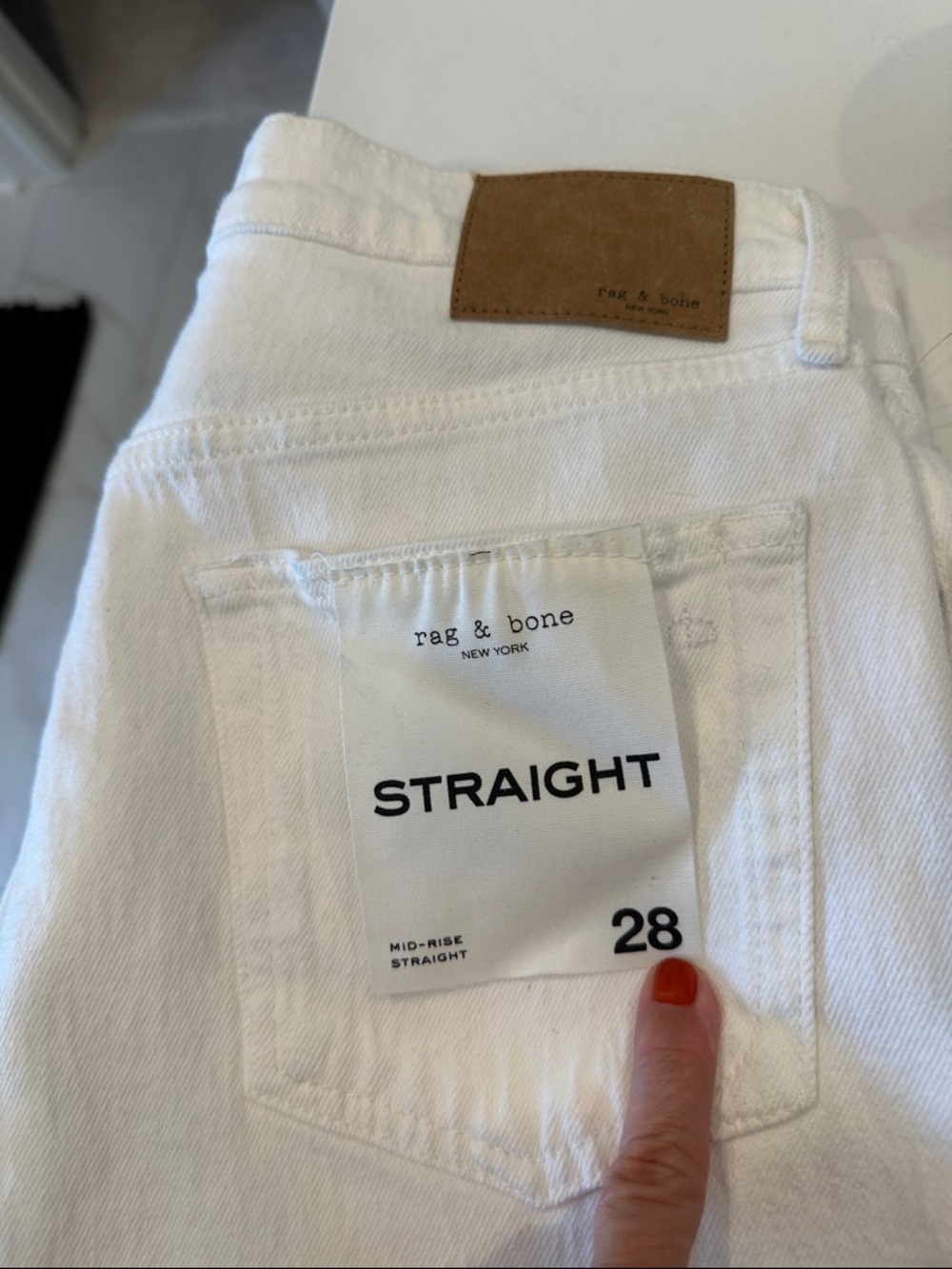 rag & bone White Mid-Rise Straight Jeans